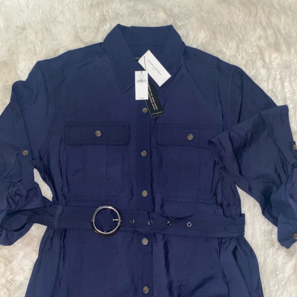 Banana Republic Factory UTILITY MAXI SHIRTDRESS Navy Blue